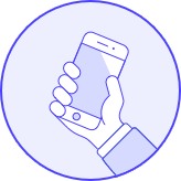 Icon of a hand holding a smartphone, representing our blog
